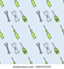 Work tools seamless pattern background. Work tools illustration pattern. Work tools background. Perfect for fabrics, print, textile, wallpaper, and decor. SSTKbackgrounds