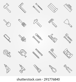 Work tools set - vector collection of construction tool outline icons or logo