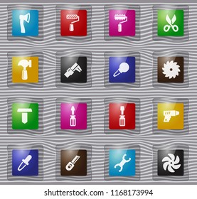 Work tools vector glass icons for user interface design