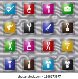 Work tools vector glass icons for user interface design