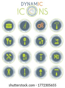 Work tools vector icons on white background with dynamic lines for animation for web and user interface design