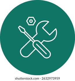 Work Tools Vector Line Circle Icon Design