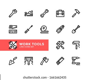 Work tools vector line icons. Simple set of outline symbols, graphic design elements.