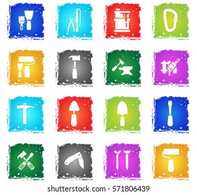 work tools vector web icons in grunge style for user interface design