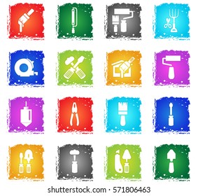 work tools vector web icons in grunge style for user interface design
