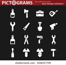Work tools vector white icons for user interface design