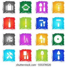 work tools web icons in grunge style for your design