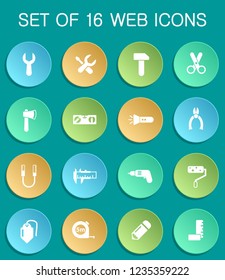 work tools web icons on colorful round buttons