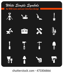 Work tools white simply symbols for web icons and user interface design