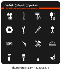 Work tools white simply symbols for web icons and user interface design