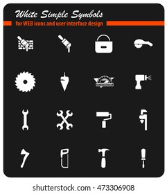 Work tools white simply symbols for web icons and user interface design