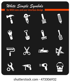 Work tools white simply symbols for web icons and user interface design