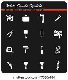 Work tools white simply symbols for web icons and user interface design