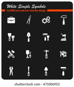 Work tools white simply symbols for web icons and user interface design