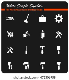 Work tools white simply symbols for web icons and user interface design