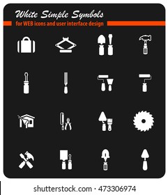 Work tools white simply symbols for web icons and user interface design