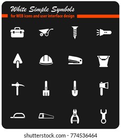 work tools white vector icons for web and user interface design
