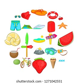 Work with tourist icons set. Cartoon set of 25 work with tourist vector icons for web isolated on white background