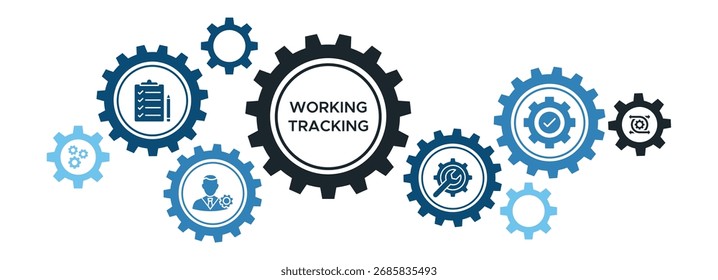 Work Tracking and Agile Project Management Banner Vector Concept Featuring Icons for Task Management, Effective Tools, and Progress Visualization