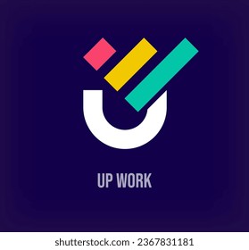 Up work and u letter, upward development, modern logo. Unique color transitions. Company growth logo template. vector