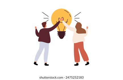 Work under brilliant idea, brainstorming, finding solution concept