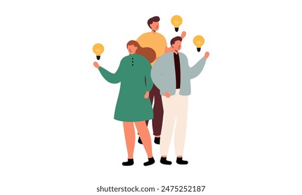Work under brilliant idea, brainstorming, finding solution concept
