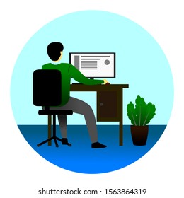 work using a computer in the office