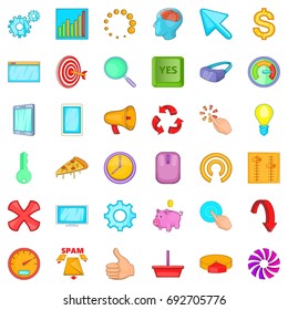 Work vacation icons set. Cartoon style of 36 work vacation vector icons for web isolated on white background
