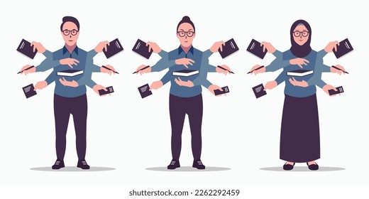 el trabajo es un diseño vectorial de varias personas que están ocupadas con su trabajo