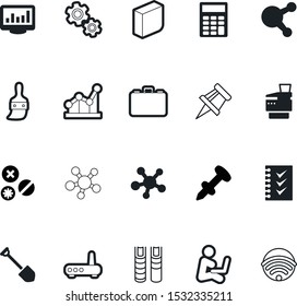 work vector icon set such as: bolt, blank, pin, point, page, reminder, snow, access, a, push, finance, suitcase, podcast, presentation, pack, trend, variable, metallic, style, entertainment, gears