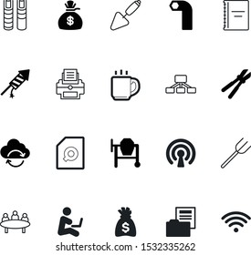 work vector icon set such as: rocket, treasure, farming, cement-mixer, drink, icons, fireworks, debt, working, planning, closeup, image, typing, mocha, allen, dig, upload, leadership, adult, metallic