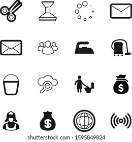 work vector icon set such as: bucket, connection, buy, team, backgrounds, pot, circle, tailor, scissors, tissue, logo, garbage, dust, map, satellite, market, human, wealth, canvas, linen, apron