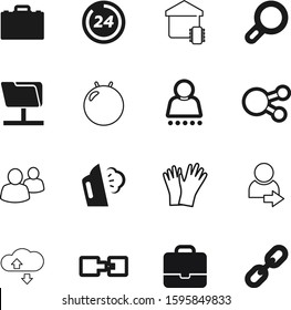 work vector icon set such as: 24, send, hyperlink, exercise, group, laundry, steam, glove, day, pilates, wear, gym, cloud, connect, employee, hour, badge, estate, fitness, search, connectivity, focus