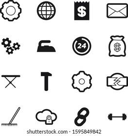 work vector icon set such as: cleaning, fitness, paid, payment, hot, check, restaurant, abstract, security, list, amount, bodybuilding, print, save, steam, electronics, sphere, rake, note, season