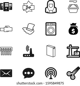 work vector icon set such as: clothing, health, scissors, database, send, ui, color, tool, nobody, mobile, engineering, style, bucket, construction, security, messaging, information, maid, switch