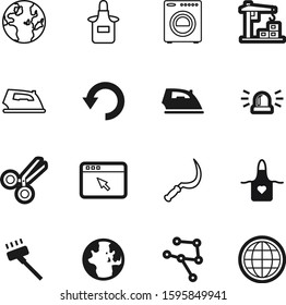 work vector icon set such as: friendship, front, education, thin, logo, hook, outdoor, machinery, barber, alarm, communication, around, networking, lines, washer, police, cut, connect, nobody, garden