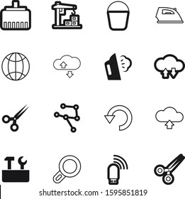 work vector icon set such as: reset, electrical, switch, lift, glass, backup, removable, lan, janitor, machinery, reload, screwdriver, building, left, fiber, port, case, spanner, stick, zoom, heat