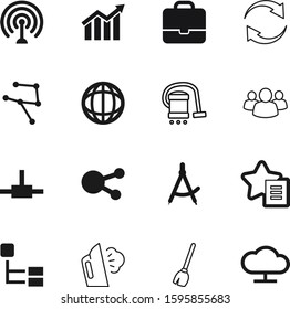 work vector icon set such as: knowledge, engineering, case, hot, improvement, database, map, outline, logistics, set, house, architecture, friendship, compass, interface, broadcast, floor, cleaner