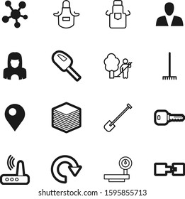 work vector icon set such as: safety, arrow, measurement, account, vacuum, key, old, share, location, knot, shovel, agriculture, safe, circle, metal, cloud, estate, redo, map, media, lock, unlock