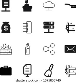 work vector icon set such as: broadband, bureaucrat, sack, net, address, suitcase, logo, menu, bottle, hospital, e-mail, networking, database, wash, old, cash, floor, brief, reception, male, house