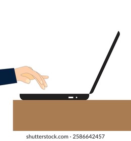 Work vector illustration on a laptop with white background