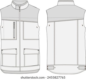 Work Vest Vector Design Fashion Illustration Template