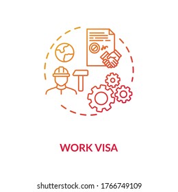 Work Visa Application Concept Icon. Foreign Country Legal Immigration. Temporary Worker. Employment Idea Thin Line Illustration. Vector Isolated Outline RGB Color Drawing