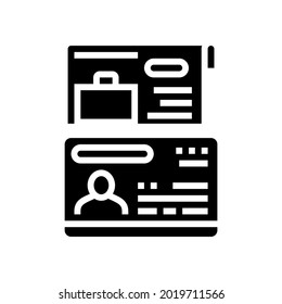 work visa glyph icon vector. work visa sign. isolated contour symbol black illustration