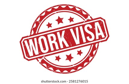 WORK VISA Red rubber stamp on white background. WORK VISA stamp sign. WORK VISA stamp.