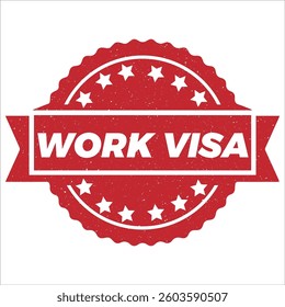 Work Visa stamp icon grunge distressed style