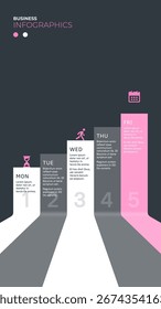 Work week. Vertical infographic template with icons and blocks for short texts