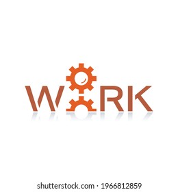 work and wheel concept on white background. work word logo