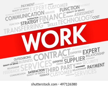 WORK word cloud collage, business concept background