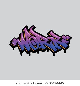 graffiti de arte callejero de texto de trabajo vector de etiquetado